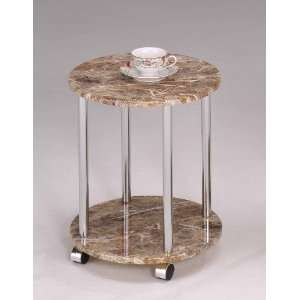   Chrome Finish With Marble Top Finish Round End Table