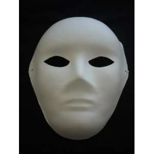    Unpainted Paper Mache Mardi Gras Blank Face Mask Toys & Games