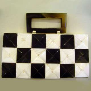 Mother of Pearl Shell Purse   Black & White Checkered Purses 