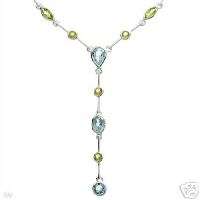 PERIDOT TOPAZ NECKLACE 925 STERLING SILVER ADJUSTABLE  