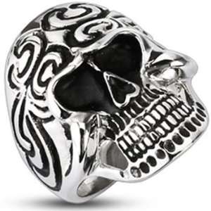    Size 9  Spikes Mens 28.5mm Tribal Skull Wide Cast Ring Jewelry