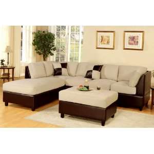 New Mushroom Microfiber/leatherette Sofa Sectional Couch   Reversible 
