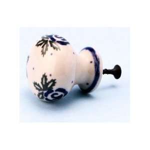  Polish Pottery Knob / Drawer Pull 1 1/2 H x 1 1/2 W x 1 