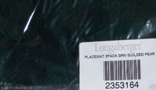 LONGABERGER Placemats, Green Guilded Pear Fabric (2)  