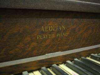 Antique Aeolian Upright Player Piano, Tiger Oak  