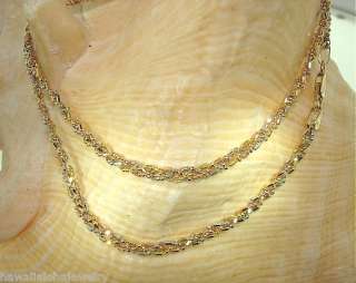 3mm Italian 14k Tri Color Gold Diamond Cut 1+1 Triple Braided Necklace 
