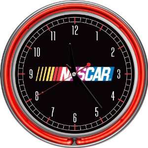  NASCAR Chrome Double Ring Neon Clock 