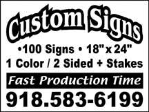100 18x24 Double Sided Coroplast Yard Signs + Stakes  