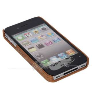   Protective Case Cover for iPhone 4S 4G Wood Grain + Screen Film  