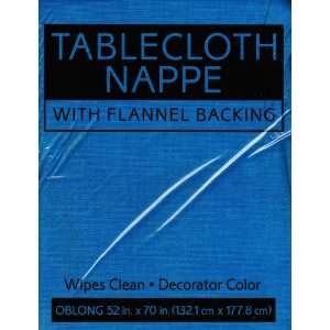  Vinyl Tablecloth w/Flannel Backing   Dark Blue   Oblong 52 