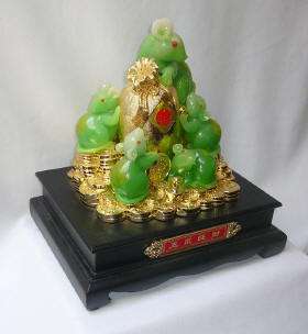 Green Rats/Gold Coin w Stand Resin Decor Figure m509  