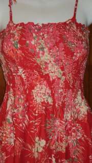 Red Pink Floral Smocked Babydoll Summer Dress 4  