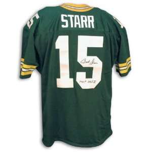 Autographed Bart Starr Packers Green Throwback Jersey With Inscription 