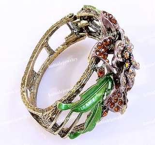   6pcs VTG tone flower crystal rhinestone bracelets bangle AB35  