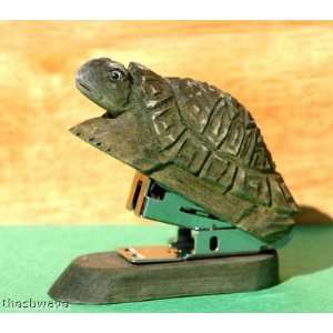 Hand Carved and Painted Wood Turtle Stapler 