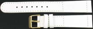 WATCH BAND WHITE FLAT GENUINE LEATHER 20MM  