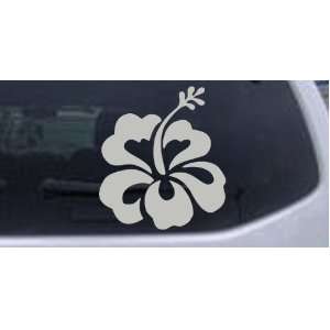Silver 12in X 10.5in    Hibiscus Flower Car Window Wall Laptop Decal 