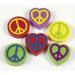  24 Peace Sign Erasers Toys & Games