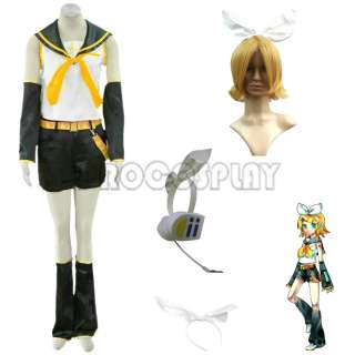Vocaloid Rin Cosplay Costumes && Headphone && Wig  