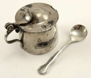 Vintage Sterling Silver Salt Cellar Spoon Hinged Lid  