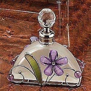   Crystal Jeweled Fantasy Purple Flower Perfume Bottle 