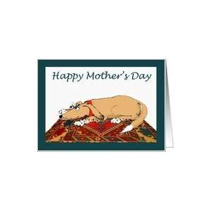 Brown dog on a Persian carpet, Happy Mothers day for foster Mom Card