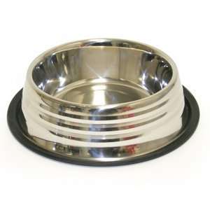    Embossed Rings Stainless Steel Dog Bowl 1 Quart  