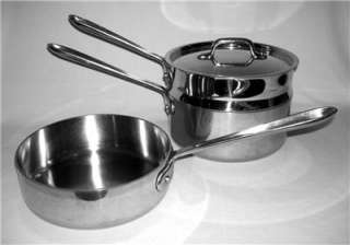 ALL CLAD Quality Stainless Steel 2 & 3 Qt SAUCE PANS w/LID + STEAMER 