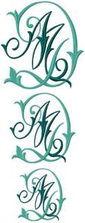DM   MD #2 Machine Embroidery 2 Letter Monogram 4x4  