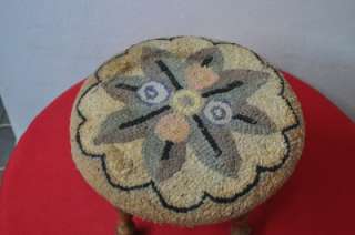 ANTIQUE FOOTSTOOL WITH CROCHETED DESIGN Item #4145  