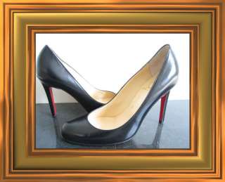 CHRISTIAN LOUBOUTIN BK ROUND TOE LEATHER PUMPS SHOES9.5  