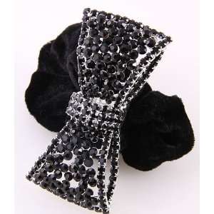    New Style Crystals Ponytail Holder Black Color 