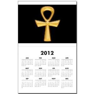 Calendar Print w Current Year Egyptian Gold Ankh Black