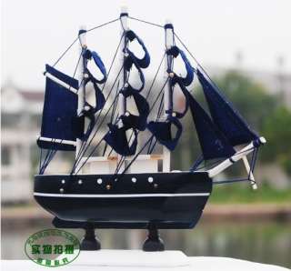 Small dark blue model ship boat sailboat crafts decor  