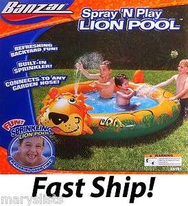 NEW Banzai Spray n Play Sprinkler Lion Inflatable Pool  
