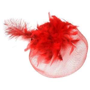   Mesh Fascinator Veil Hair Clip/ Cocktail Hat   Red 