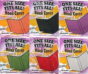 New 6 Stretchable Fabric BOOK COVERS Orange Black Purple Green Red 