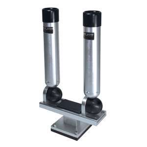   Dual Multi Axis Pedestal Mounted Rod Holder   Silver 