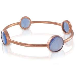  ELYA Designs 18K Rose Gold Plated Bangle with Four Blue 