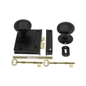 Cast Iron Vertical Rim Lock Set With Black Porcelain Door 