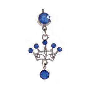  Royal Blue Crown Tiara Belly Ring bp162 