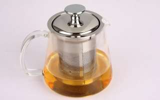   resistant transparent glass teapot free tube w/ strainer 555ml 275g
