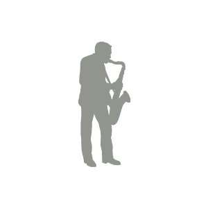  Saxophone Player small 3 Tall SILVER/GREY vinyl window 
