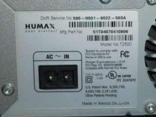 Humax Model T800 Tivo 80GB DVR Video Recorder No Remote 884052000023 