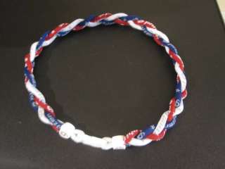 Phiten Tornado Triple Braid 20 Necklace RED/WHITE/BLUE  