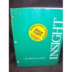  2000 Honda Insight Shop Service Repair Manual Honda Motor 