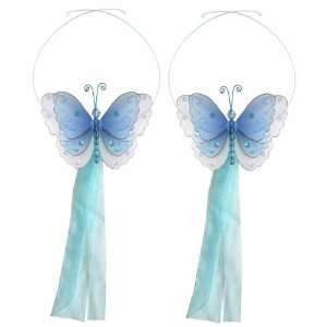  Blue Multi Layered Butterfly Curtain Tieback Pair / Set 