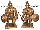 52 h pair of bronze spartan roman warriors sculpture trojan soldier w 