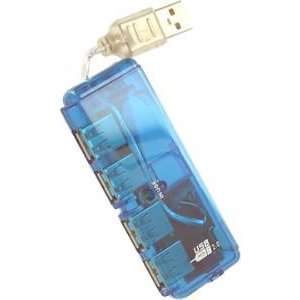  USB 2.0 4 Port Mini Hub (Translucent Blue) Electronics