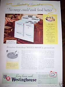 1937 Antique Westinghouse Emperor Stove Range Ad  